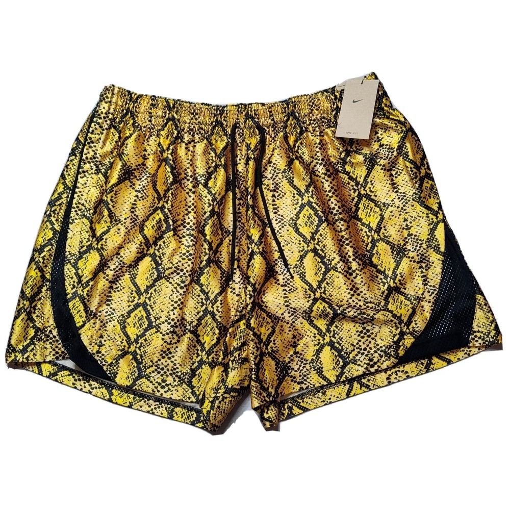 NIKE FLY Women 2XL Vivid Sulfur DRI-FIT Loose Snake Print Basketball Shorts NEW
